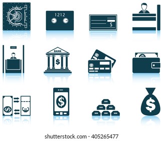 Set of twelve bank icons. Vector illustration.