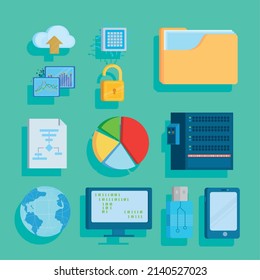 conjunto de doce iconos de big data
