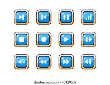 Set of twelve blue player icons