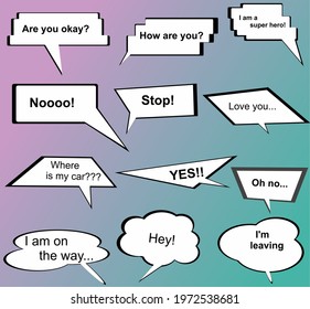 A set of twelve callouts for your text. Vector image of dialog clouds. Conversation in comics.