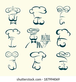 Set of twelve chefs images. Set for design.