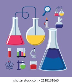 set of twelve chemistry lab icons