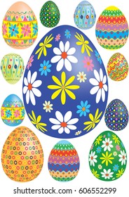 Set from twelve color easter yayts 