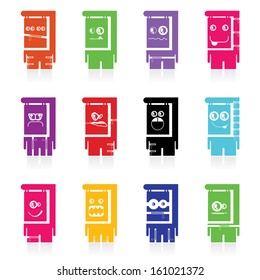 Set of twelve color monsters isolated on white. vector