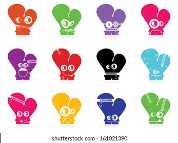 Set of twelve color monsters isolated on white. vector