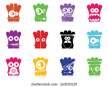 Set of twelve color monsters isolated on white. vector