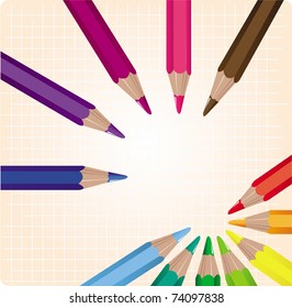 Set of twelve colored pencils, vector illustration