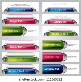 Set of twelve colorful glossy vector banners