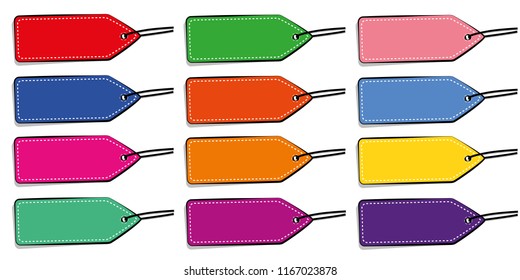 Set of twelve colorful labels for sale vector illustration EPS10