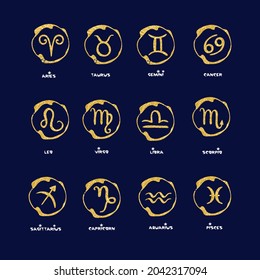Set of twelve constellations. Zodiacal circle