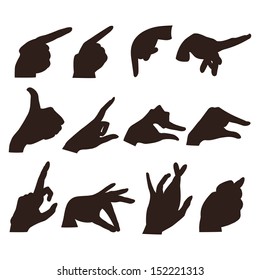 a set of twelve different  hands in various poses