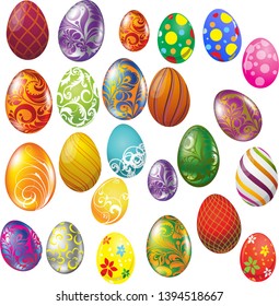Set of twelve easter eggs isolated on white (3D render)