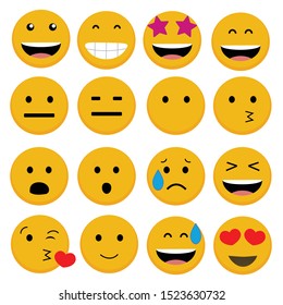 Set twelve emojis pack yellow facial emotion