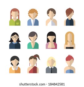 set of twelve flat design icon women