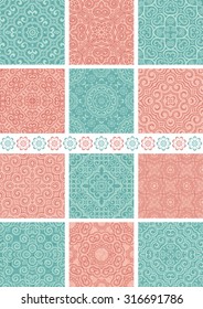 Set of twelve floral vintage seamless patterns.