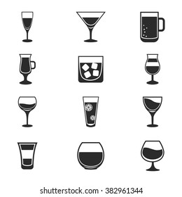 Set of twelve glasses icons