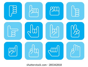 set of twelve hand signs designs