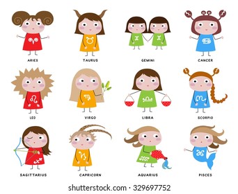 Set of twelve horoscope signs
