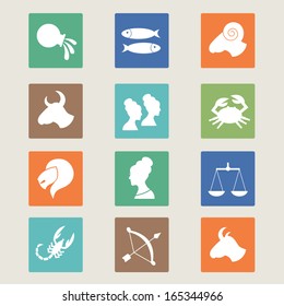 Set of twelve horoscope zodiac star signs. Vector illustration. 