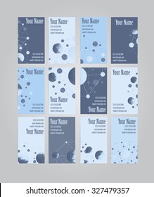 Set of twelve light blue scientific geometric visit cards