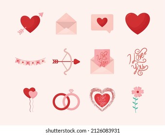 set of twelve love items