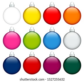 Set Colorful Christmas Bulb Glass Effect Stock Vector (royalty Free 