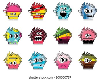 Set of twelve monsters