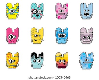 Set of twelve monsters