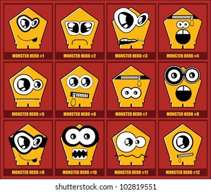 Set of twelve monsters