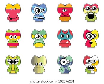 Set of twelve monsters