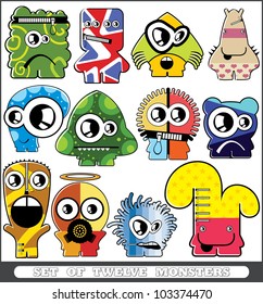 Set of twelve monsters