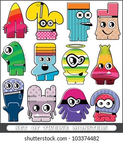 Set of twelve monsters