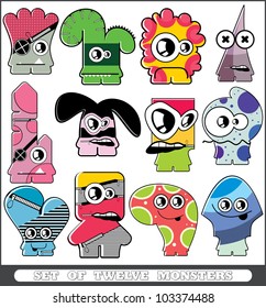 Set of twelve monsters