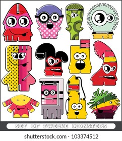 Set of twelve monsters
