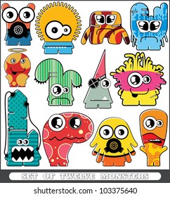Set of twelve monsters