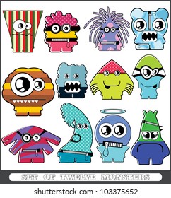 Set of twelve monsters
