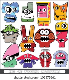 Set of twelve monsters