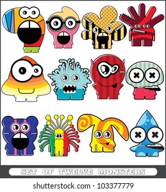 Set of twelve monsters