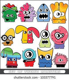 Set of twelve monsters