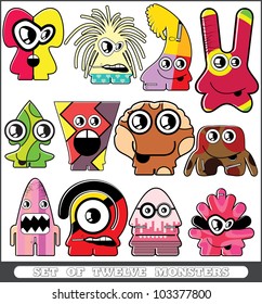Set of twelve monsters