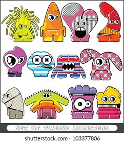 Set of twelve monsters