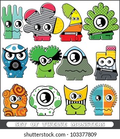 Set of twelve monsters
