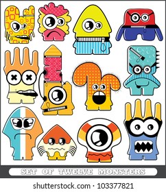 Set of twelve monsters