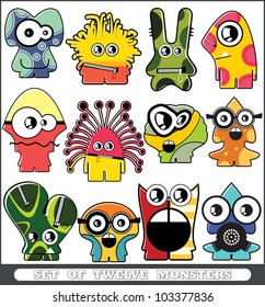 Set of twelve monsters