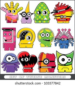 Set of twelve monsters