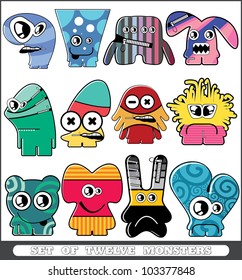 Set of twelve monsters