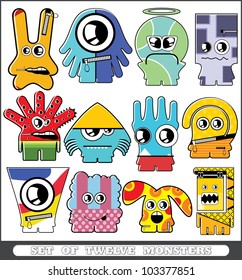 Set of twelve monsters