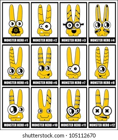 Set of twelve monsters