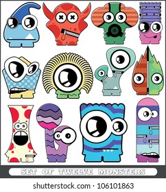 Set of twelve monsters