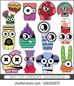 Set of twelve monsters